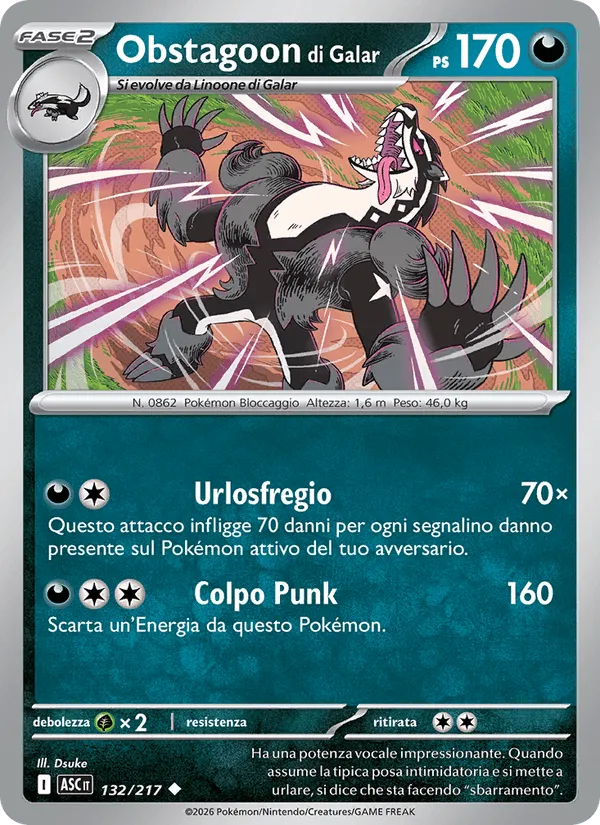Obstagoon di Galar · Ascesa Eroica 132/217
