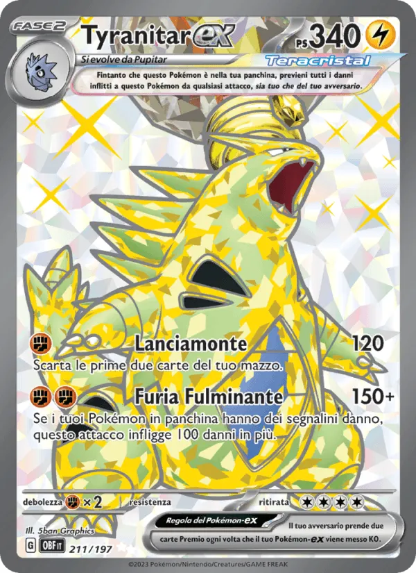 Tyranitar-ex · Ossidiana Infuocata 211/197