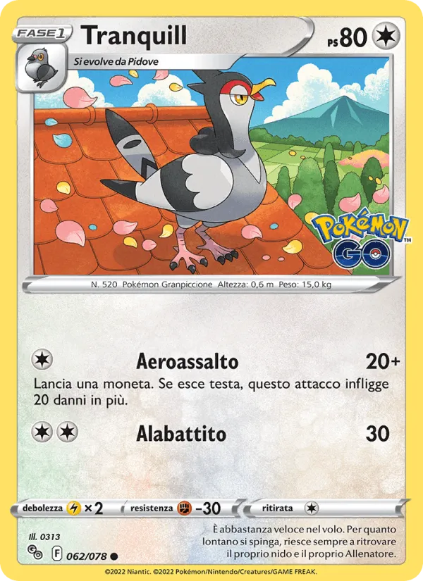 Tranquill · Pokémon GO 062/78