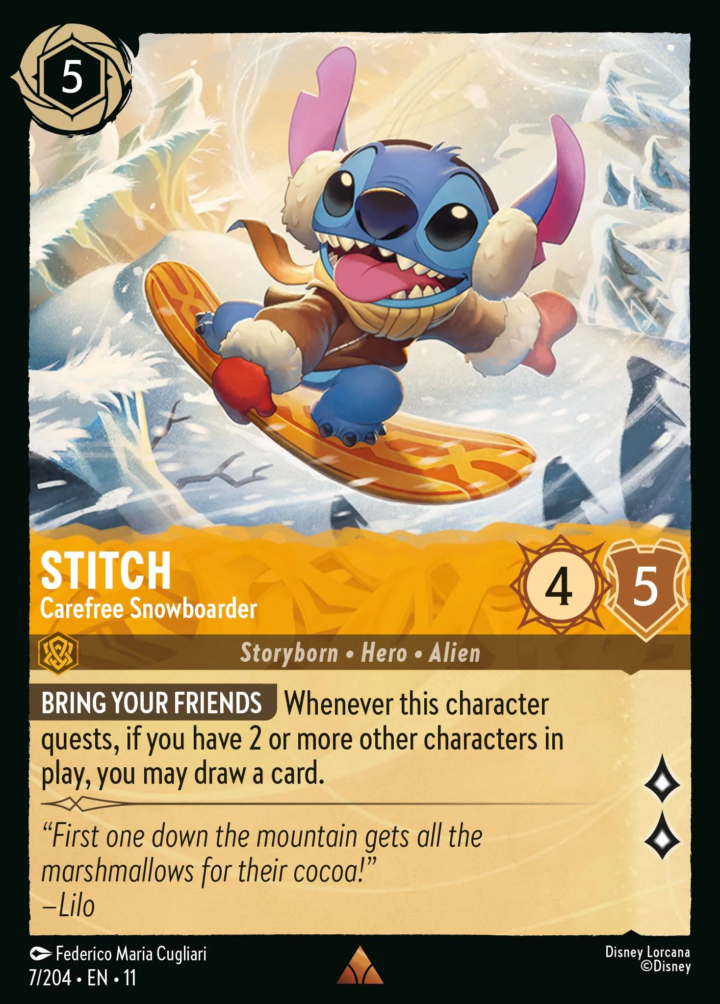 Stitch - Carefree Snowboarder · Winterspell 7/224