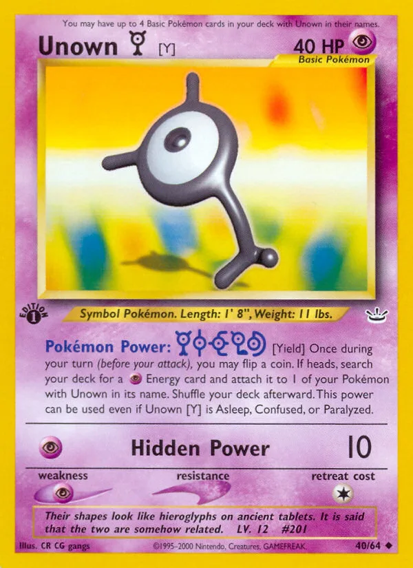 Unown [Y] · Neo Revelation 40/64