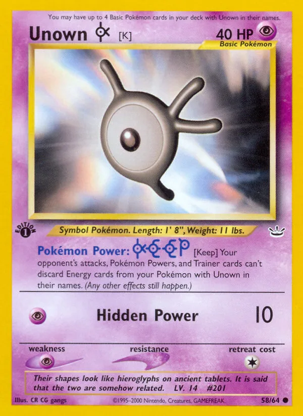 Unown [K] · Neo Revelation 58/64