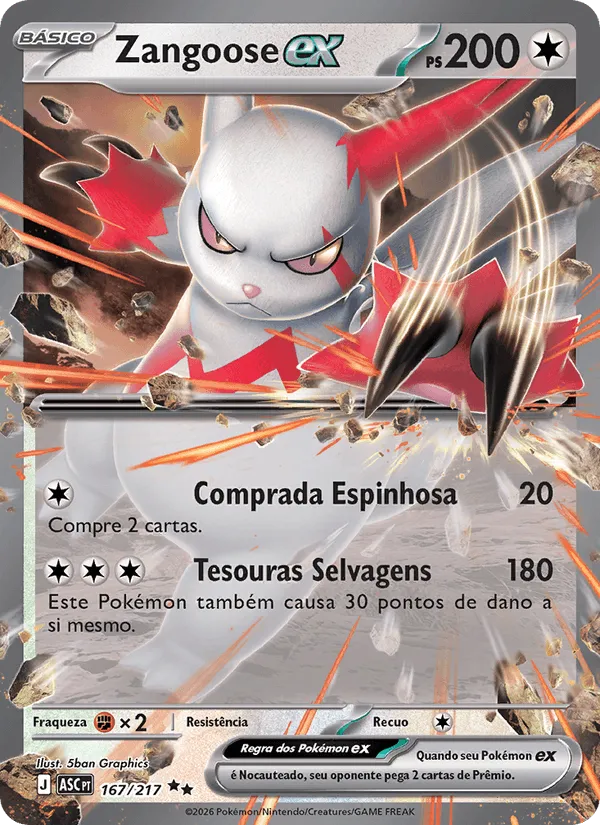 Zangoose ex · Heróis Excelsos 167/217