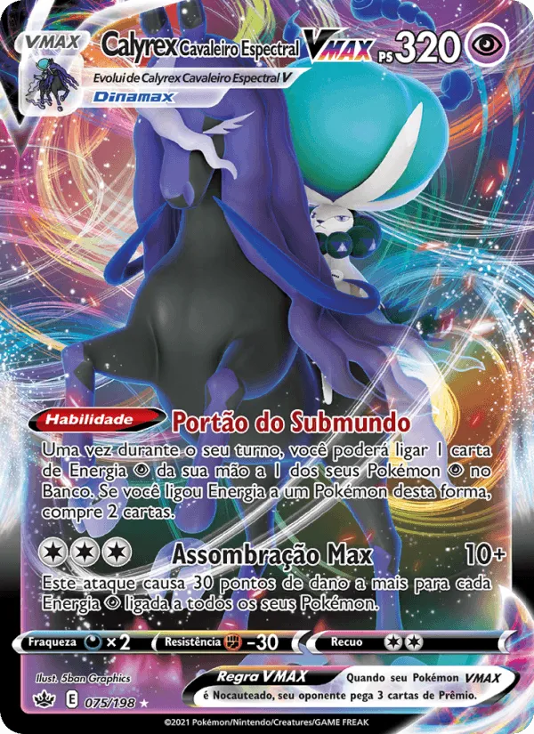 Calyrex Cavaleiro Espectral VMAX · Reinado Arrepiante 75/198