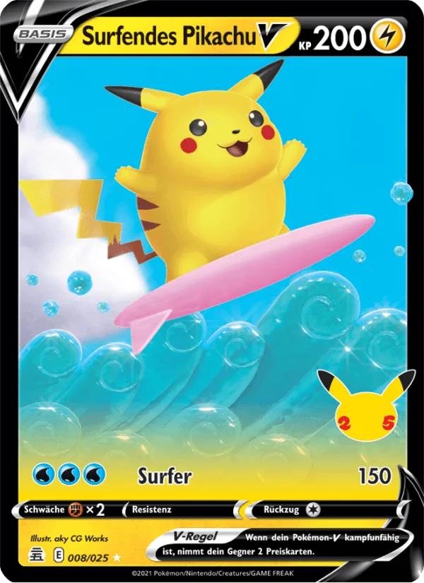 Surfendes Pikachu V · Celebrations 8/25