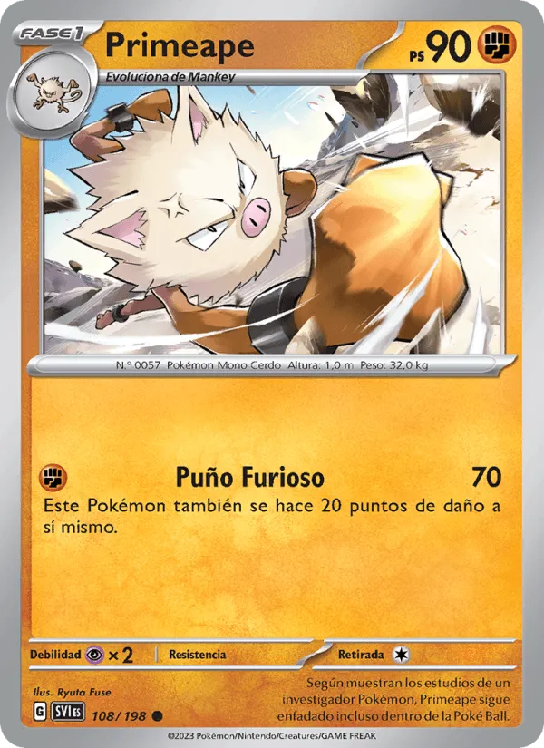 Primeape · Escarlata y Púrpura 108/198