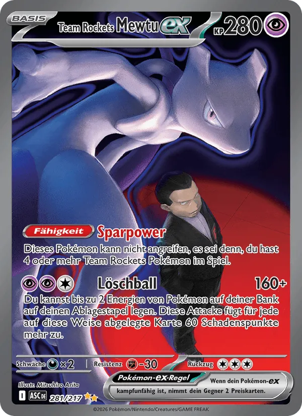Team Rockets Mewtu-ex · Erhabene Helden 281/217