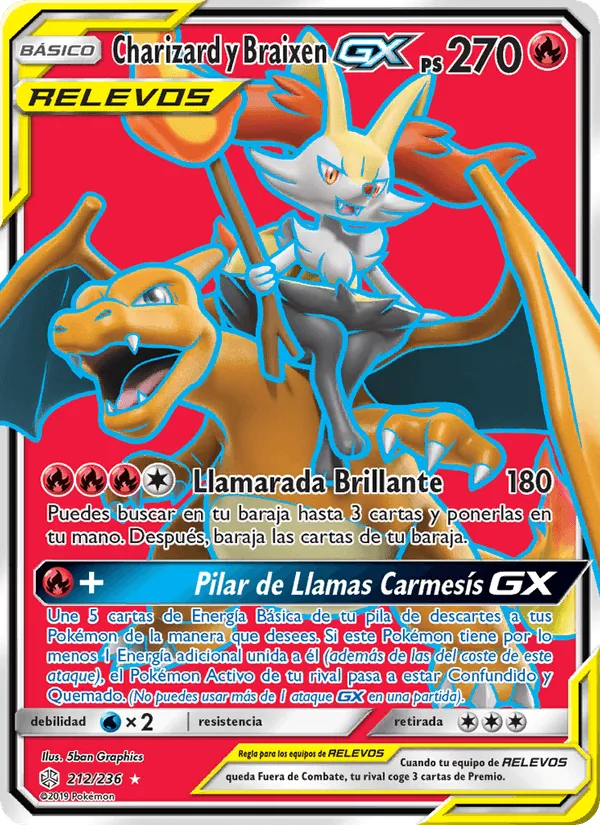 Charizard y Braixen GX · Eclipse Cósmico 212/236