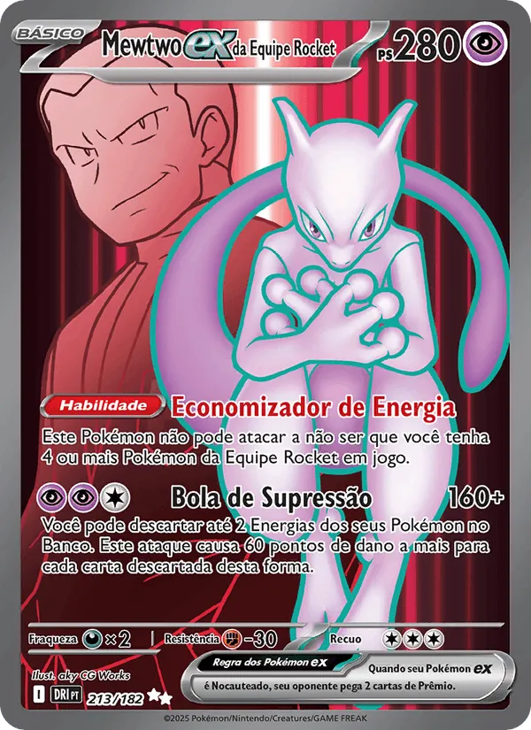 Mewtwo ex da Equipe Rocket · Rivais Predestinados 213/182