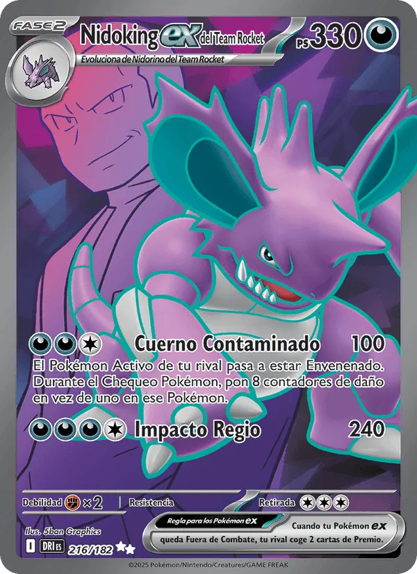 Nidoking ex del Team Rocket · Rivales Predestinados 216/182