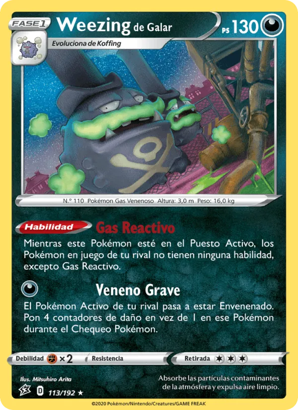 Weezing de Galar · Choque Rebelde 113/192