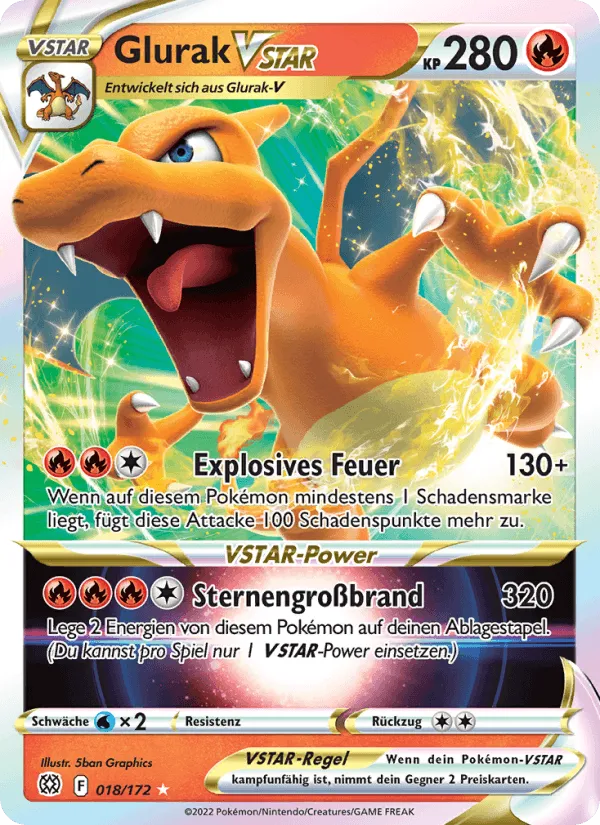 Glurak VSTAR · Strahlende Sterne 018/172