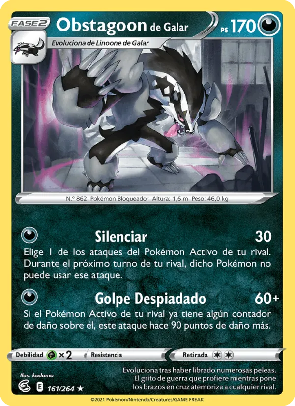 Obstagoon de Galar · Golpe Fusión 161/264
