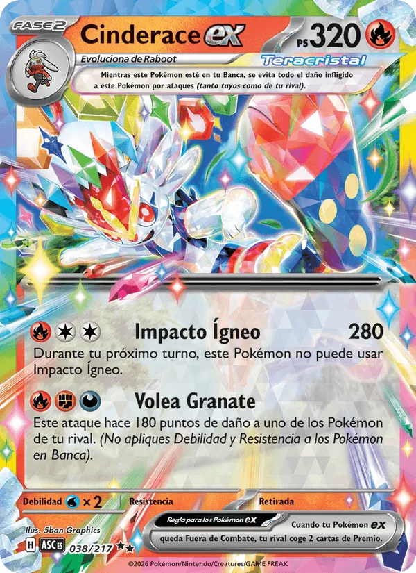 Cinderace ex · Héroes Ascendentes 038/217