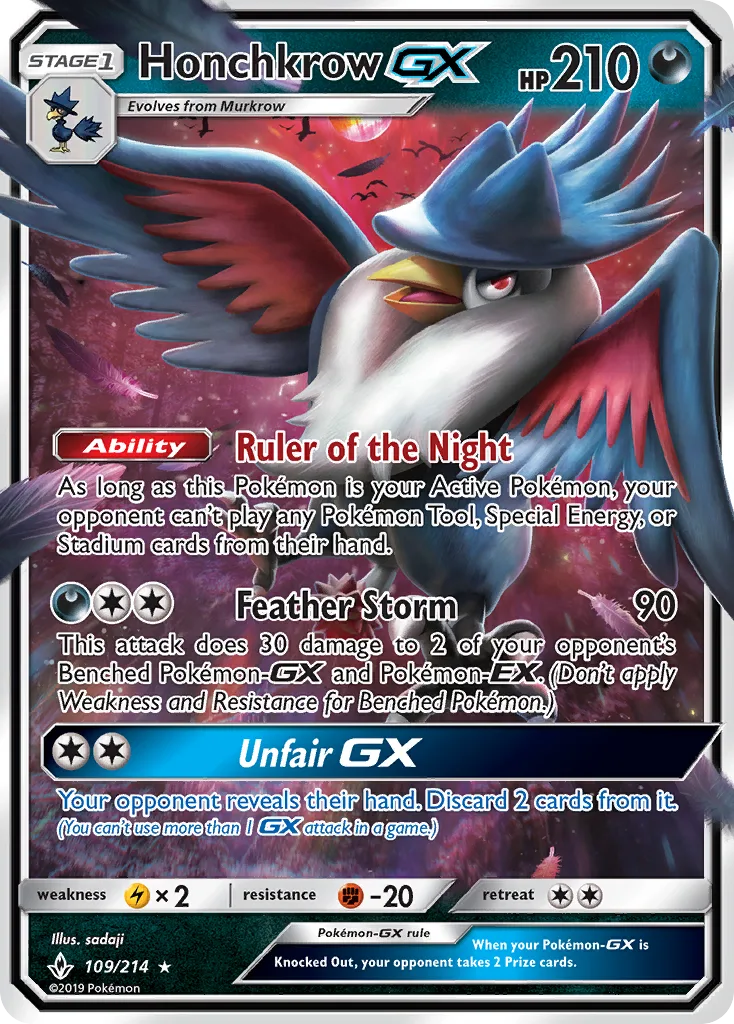 Honchkrow GX · Unbroken Bonds 109/214