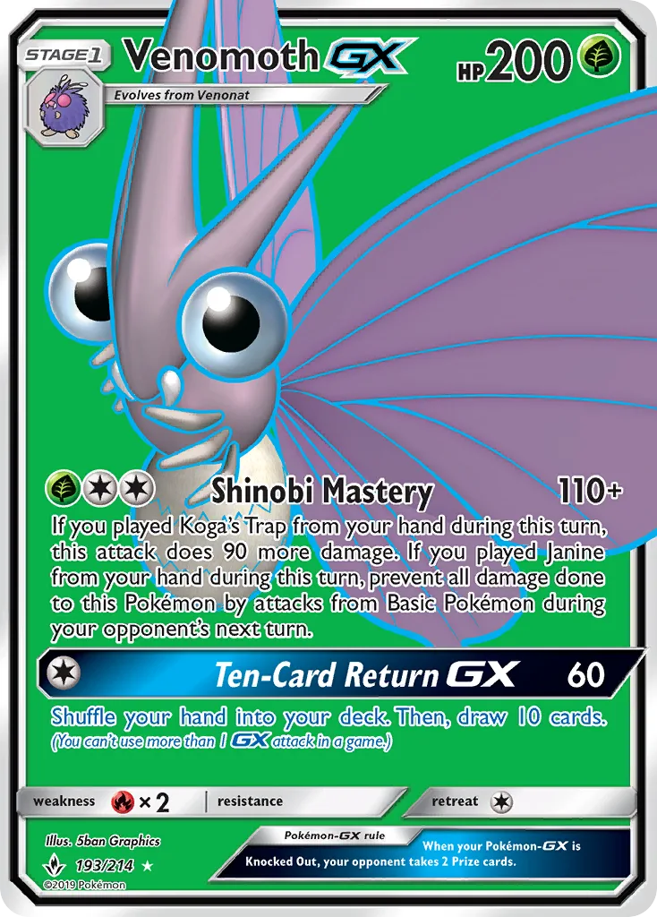 Venomoth GX · Unbroken Bonds 193/214