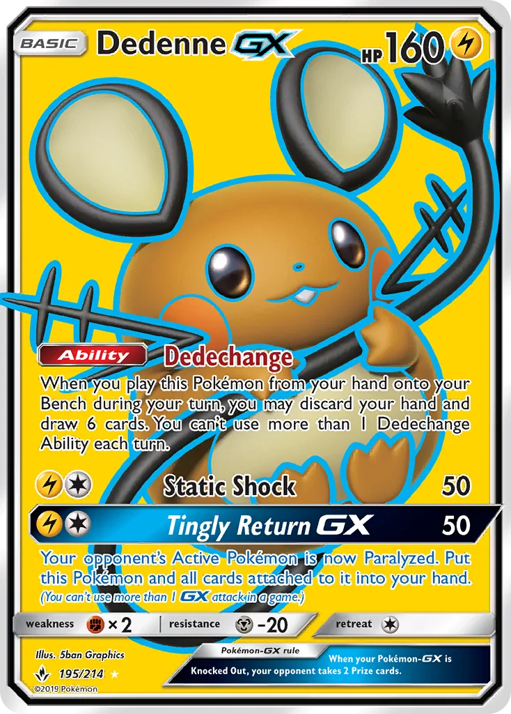 Dedenne GX · Unbroken Bonds 195/214