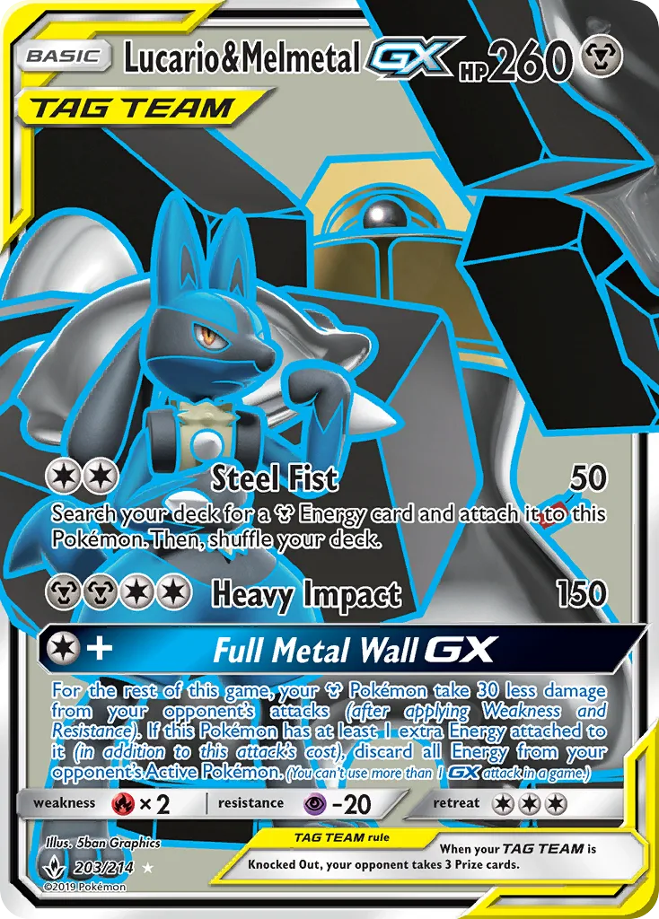 Lucario & Melmetal GX · Unbroken Bonds 203/214