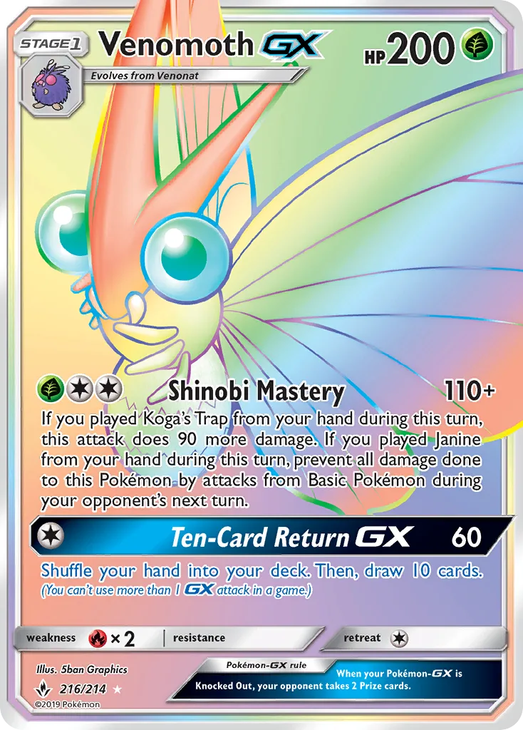 Venomoth GX · Unbroken Bonds 216/214