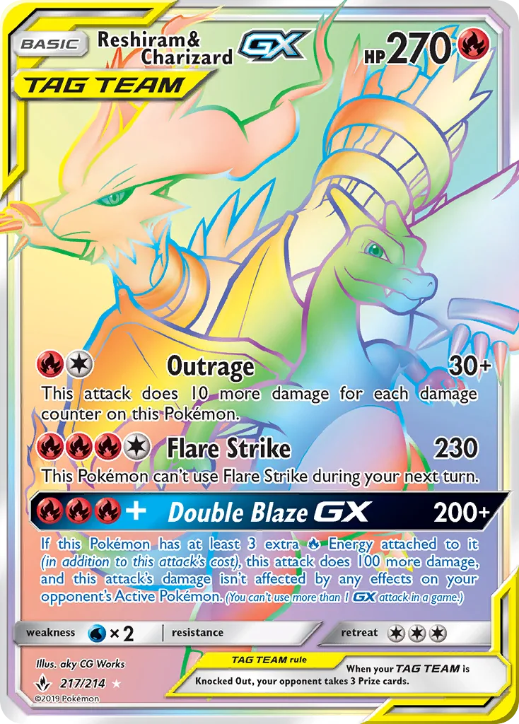 Reshiram & Charizard GX · Unbroken Bonds 217/214