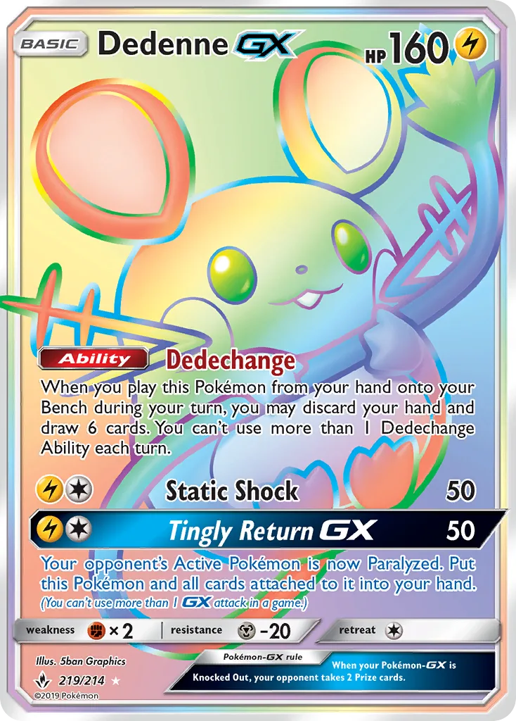 Dedenne GX · Unbroken Bonds 219/214