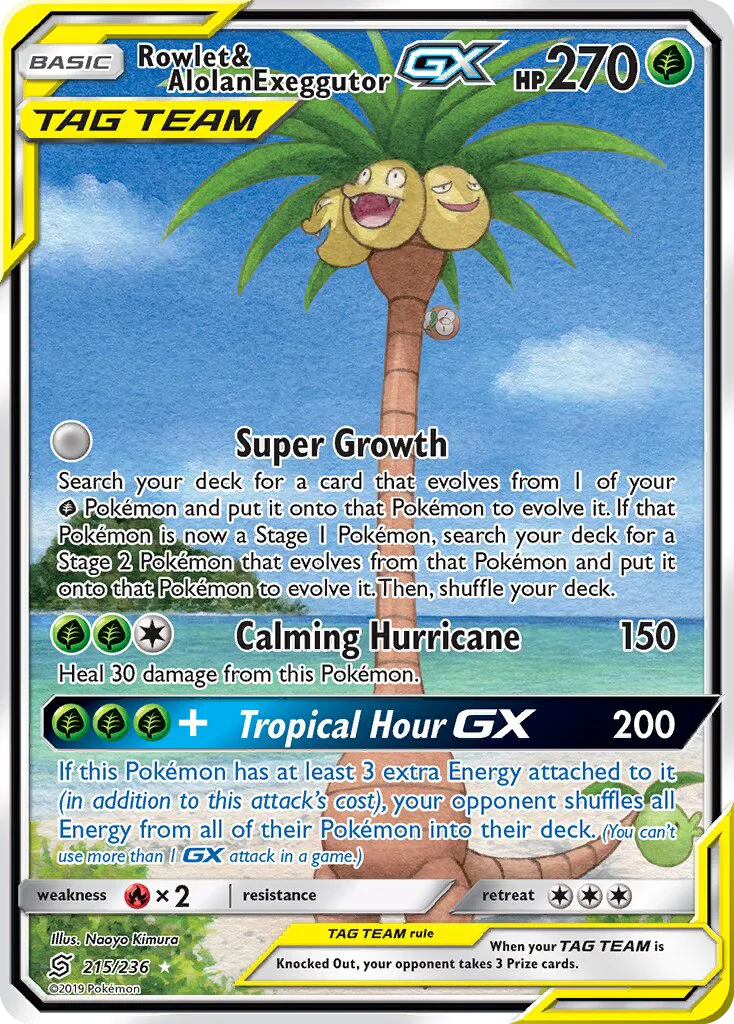 Rowlet & Alolan Exeggutor GX · Unified Minds 215/236