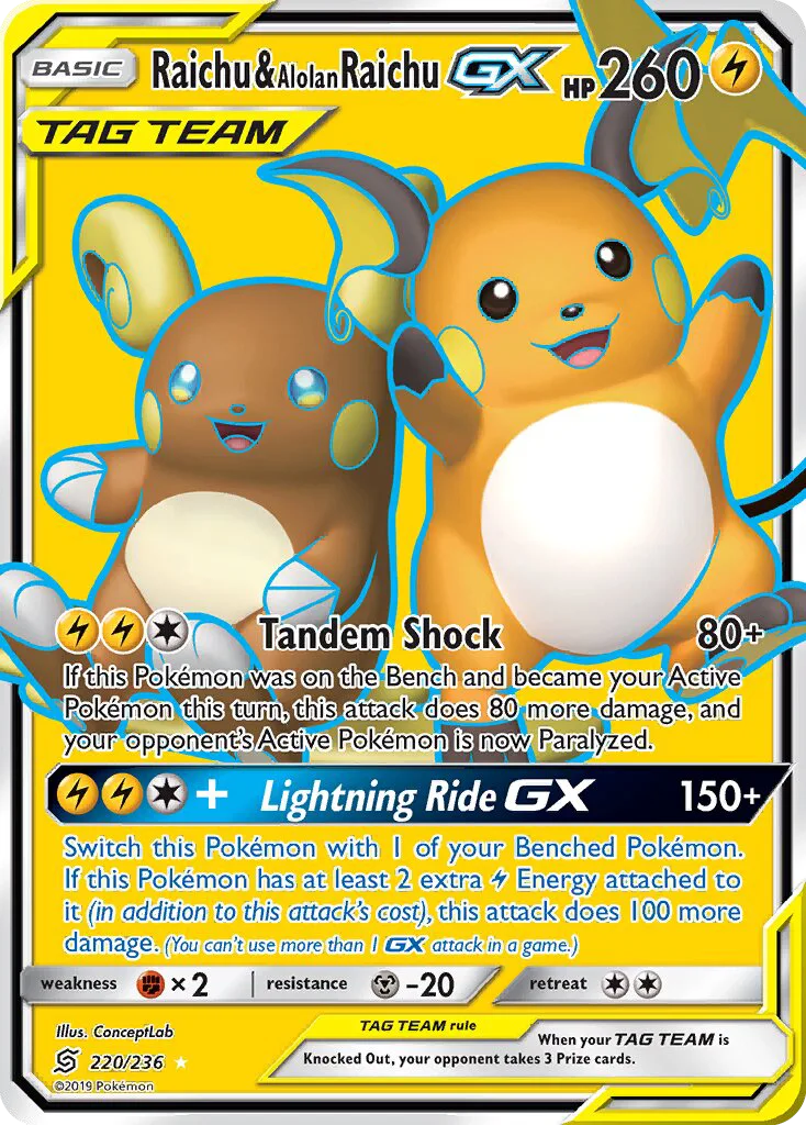 Raichu & Alolan Raichu GX · Unified Minds 220/236