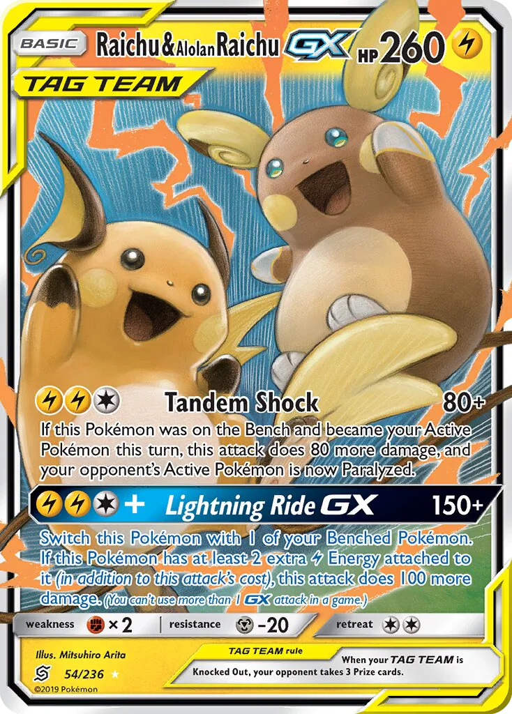 Raichu & Alolan Raichu GX · Unified Minds 54/236