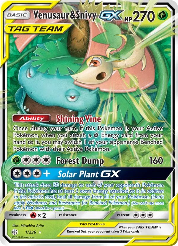 Venusaur & Snivy GX · Cosmic Eclipse 1/236