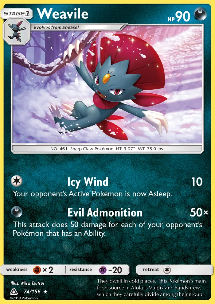Weavile · Ultra Prism 74/156
