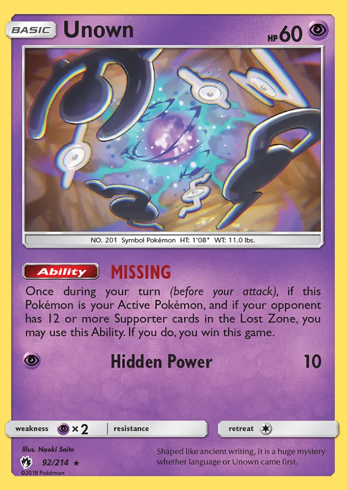 Unown · Lost Thunder 92/214