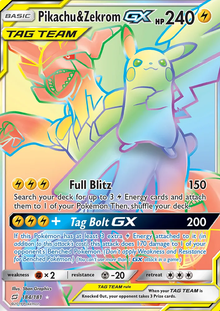 Pikachu & Zekrom GX · Team Up 184/181