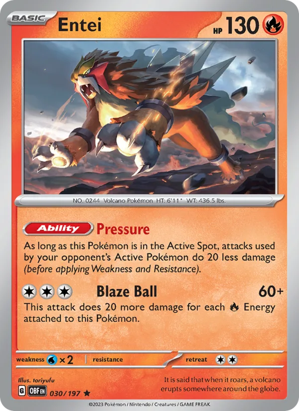 Entei · Obsidian Flames 030/197