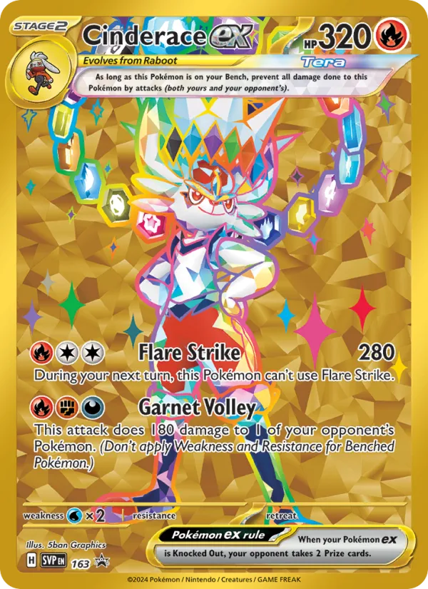 Cinderace ex · SVP Black Star Promos 163/225