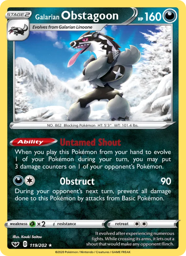 Galarian Obstagoon · Sword & Shield 119/202