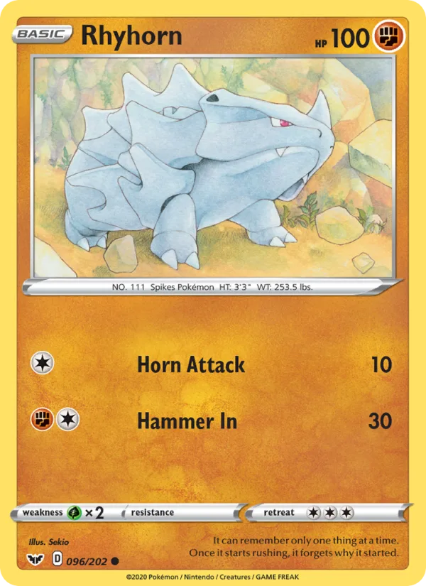 Rhyhorn · Sword & Shield 96/202