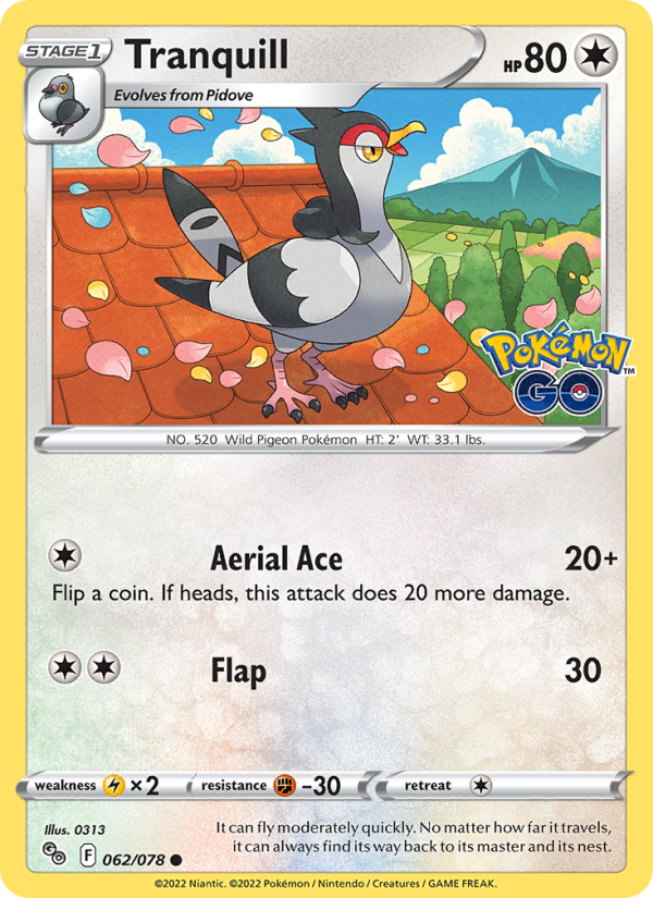 Tranquill · Pokémon GO 062/78