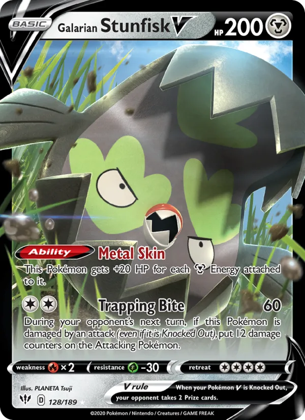 Galarian Stunfisk V · Darkness Ablaze 128/189