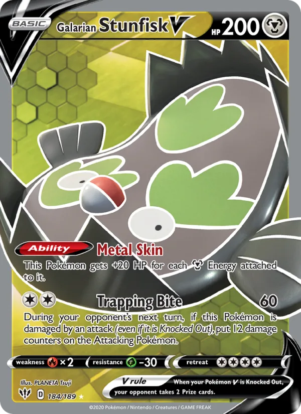 Galarian Stunfisk V · Darkness Ablaze 184/189