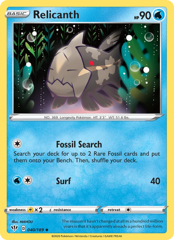 Relicanth · Darkness Ablaze 40/189