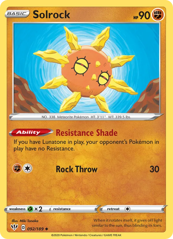 Solrock · Darkness Ablaze 92/189