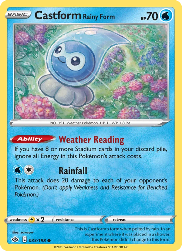 Castform Rainy Form · Chilling Reign 33/198