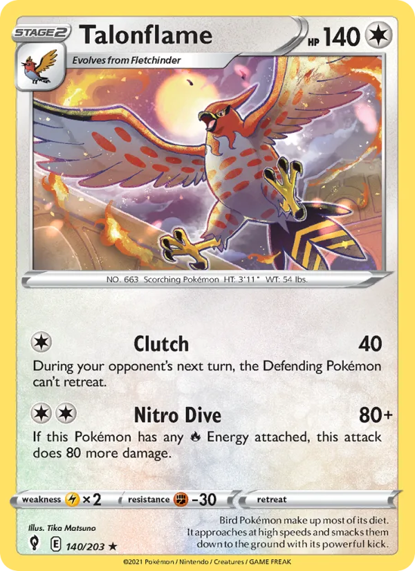 Talonflame · Evolving Skies 140/203