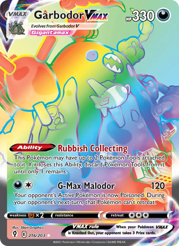 Garbodor VMAX · Evolving Skies 216/203