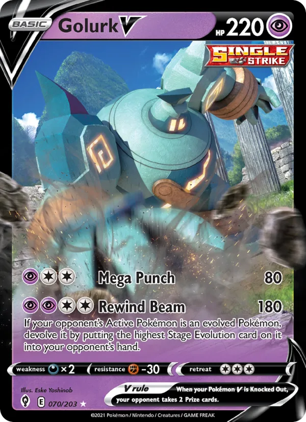 Golurk V · Evolving Skies 70/203