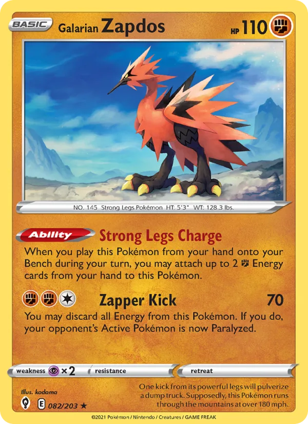 Galarian Zapdos · Evolving Skies 82/203