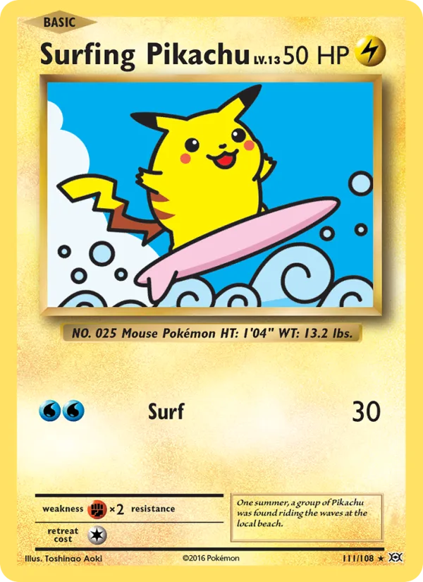 Surfing Pikachu · Evolutions 111/108