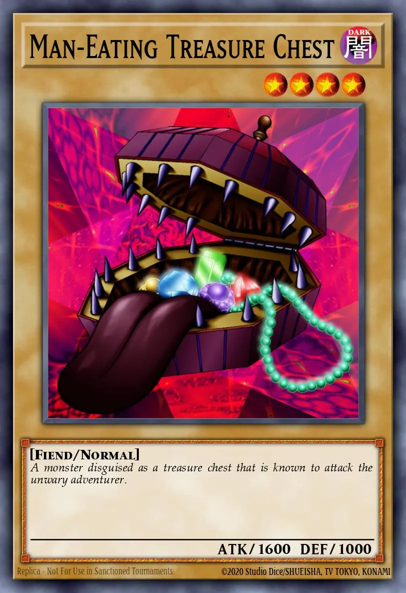 Man-Eating Treasure Chest · Summoned Skull Sample promotional card 13723605/1
