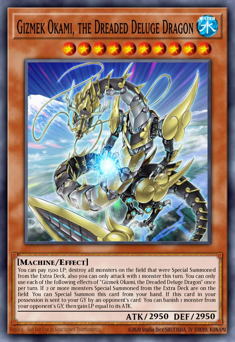 Gizmek Okami, the Dreaded Deluge Dragon · Rise of the Duelist Premiere! promotional card 43218406/1