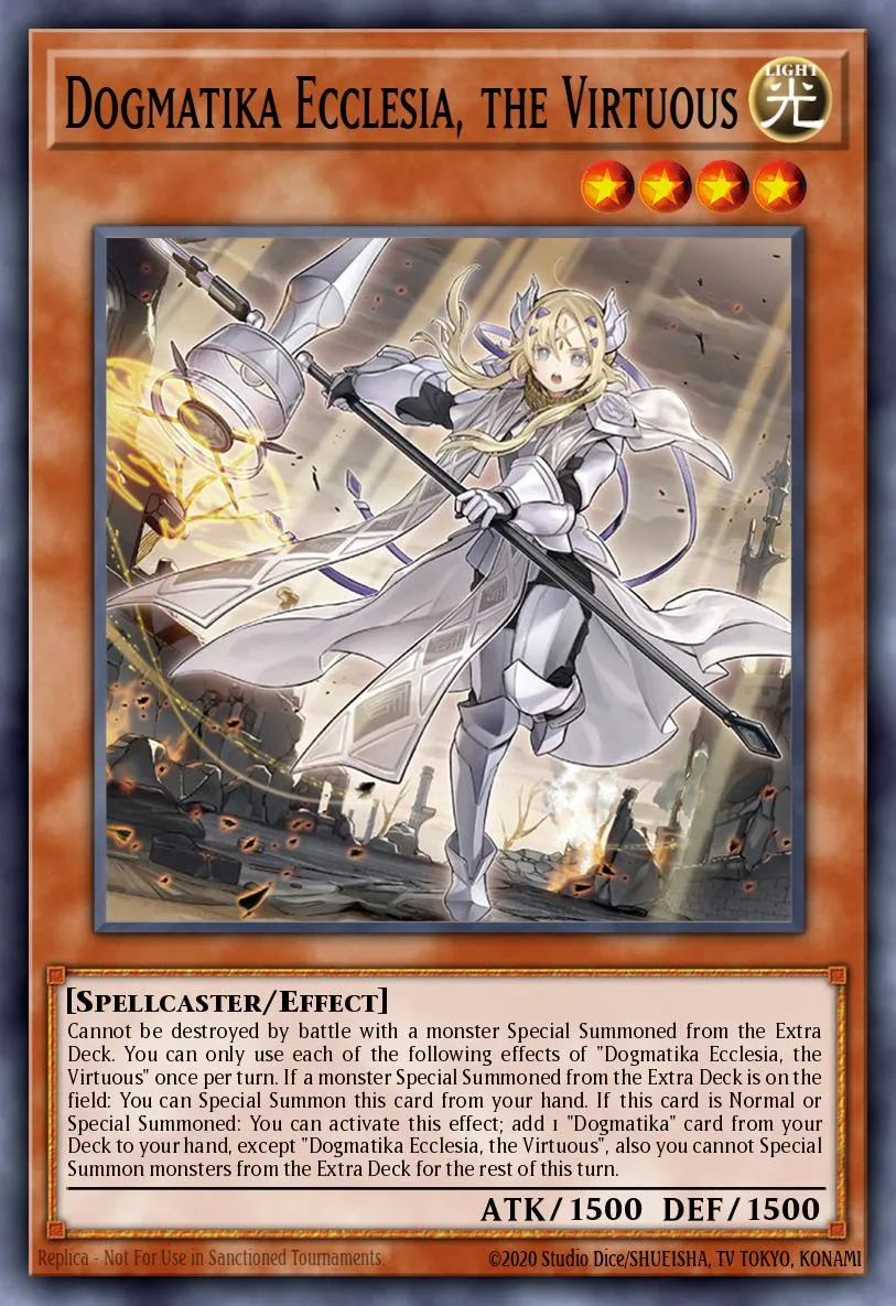 Dogmatika Ecclesia, the Virtuous · Rise of the Duelist Premiere! promotional card 60303688/1